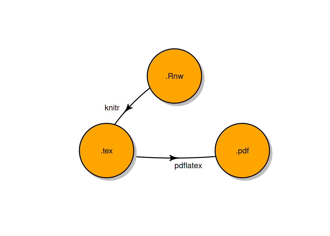 The knitr process to generate a pdf.